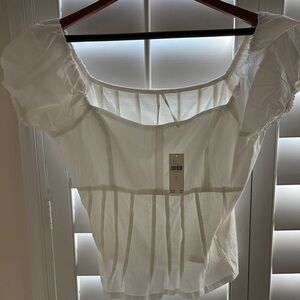 Anthropologie White Puff Sleeve Blouse